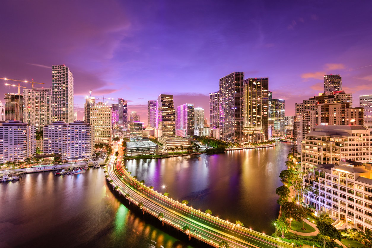 Image of Miami Skyline at Night. Credit: iStock/SeanPavonePhoto